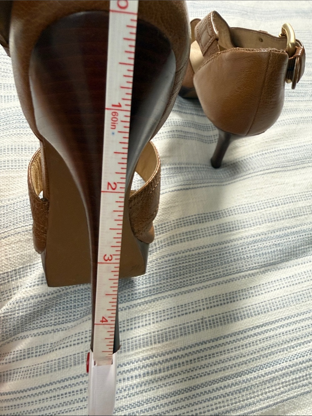 MICHAEL Michael Kors Brown Leather Strappy Platform Heels Size 8.5 - Picture 10 of 12